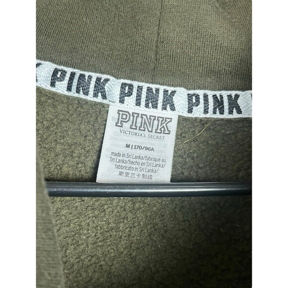 PINK VS Oversized Cowl Neck Pullover M Green Black Logo Sleeve Colorblock - Picture 3 of 11